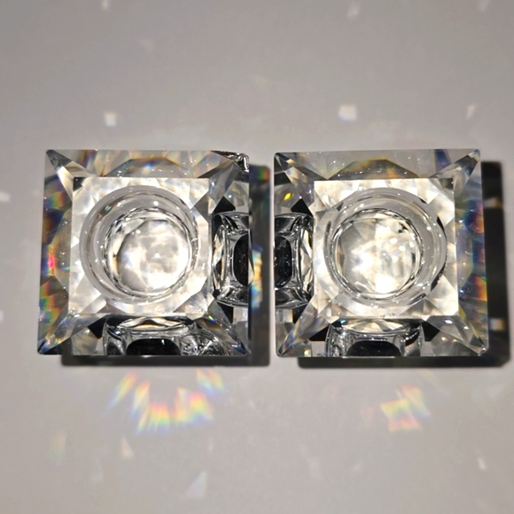 Swarovski Crystal Candle Holders Set Of 2 2.1"X 1.5"X 1.5" - Picture 4 of 7